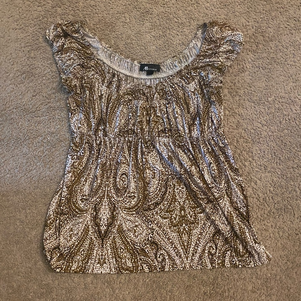 AB Studio Brown Paisley Shirt